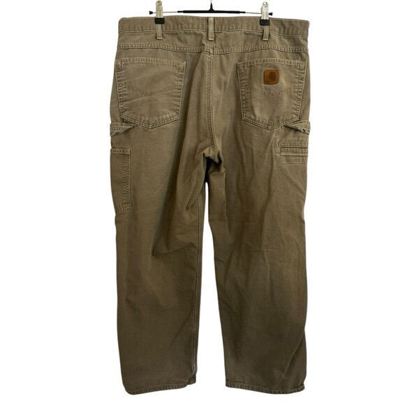 Carhartt Men Carpenter Loose Fit Khaki Work Pants 38x29 American Workwear Grunge - Picture 1 of 13